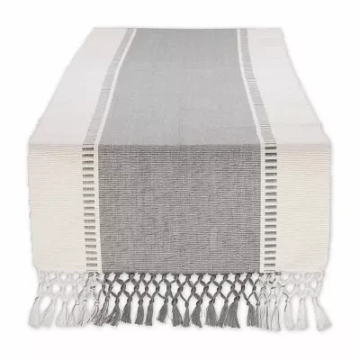 Design Imports Cool Gray Dobby Stripe Ribbed Table Runners