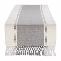 Design Imports Cool Gray Dobby Stripe Ribbed Table Runners