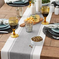 Design Imports Cool Gray Dobby Stripe Ribbed Table Runners