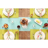 Design Imports Aqua Pvc Doubleframe Table Runners