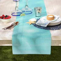 Design Imports Aqua Pvc Doubleframe Table Runners