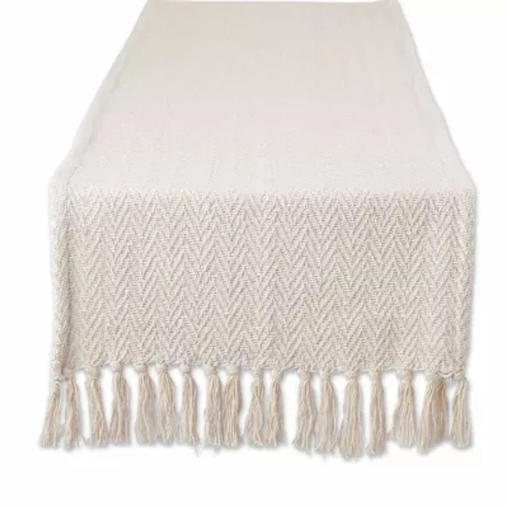 Design Imports Off-White Chevron Handloom Table Runners