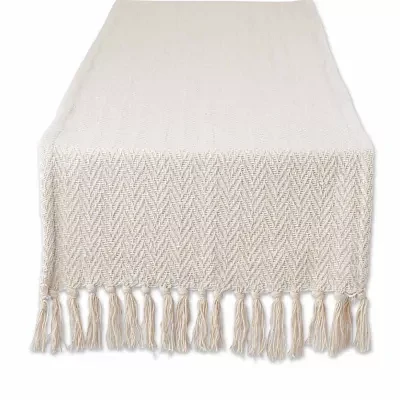 Design Imports Off-White Chevron Handloom Table Runners