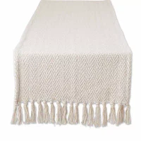 Design Imports Off-White Chevron Handloom Table Runners