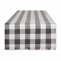 Design Imports Mineral Heavyweight Check Fringed Table Runners