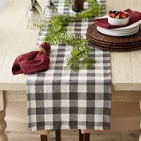 Design Imports Mineral Heavyweight Check Fringed Table Runners