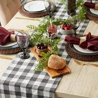 Design Imports Mineral Heavyweight Check Fringed Table Runners