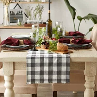 Design Imports Mineral Heavyweight Check Fringed Table Runners