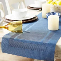 Design Imports Nautical Blue Pvc Doubleframe Table Runners