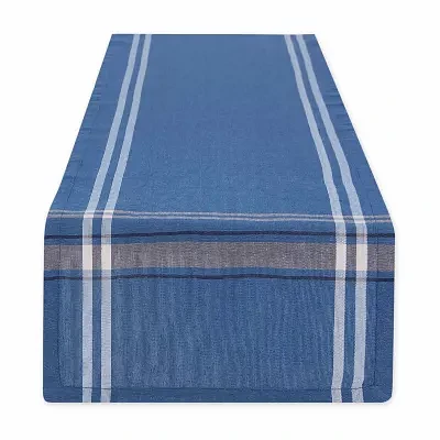 Design Imports Blue Chambray French Stripe Table Runners