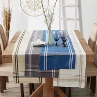 Design Imports Blue Chambray French Stripe Table Runners