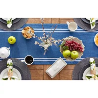 Design Imports Blue Chambray French Stripe Table Runners