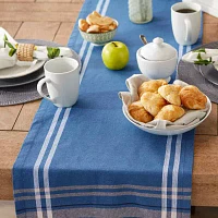 Design Imports Blue Chambray French Stripe Table Runners