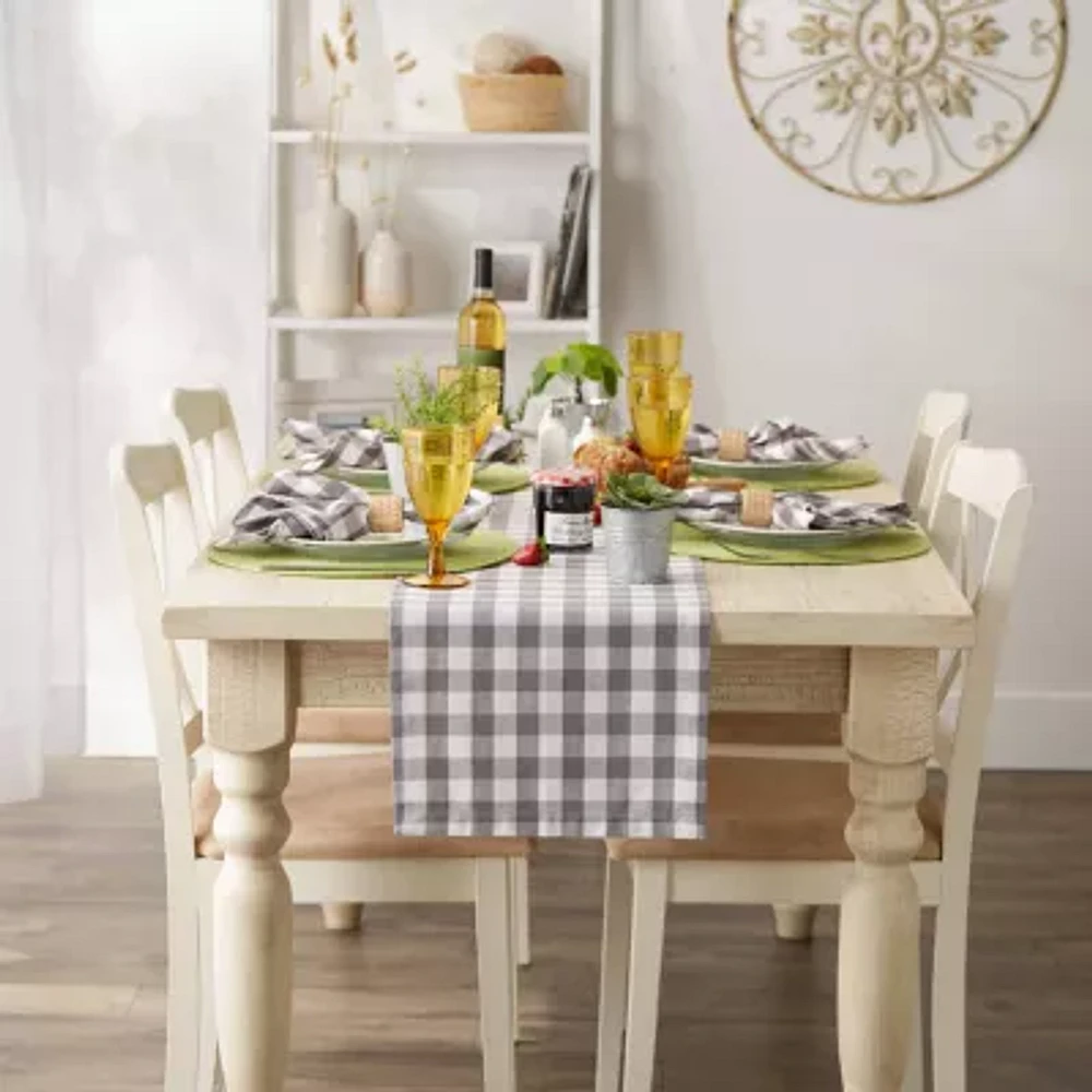 Design Imports Gray/White Checkers Table Runners