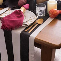 Design Imports Black/White Dobby Stripe Table Runners