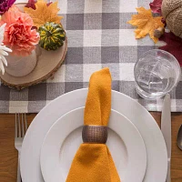 Design Imports Gray Heavyweight Check Fringed Table Runners