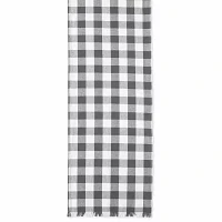 Design Imports Gray Heavyweight Check Fringed Table Runners