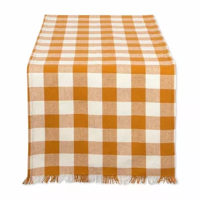 Design Imports Pumpkin Spice Heavyweight Check Fringed Table Runners