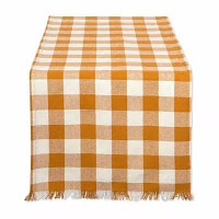 Design Imports Pumpkin Spice Heavyweight Check Fringed Table Runners