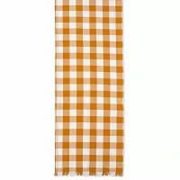 Design Imports Pumpkin Spice Heavyweight Check Fringed Table Runners