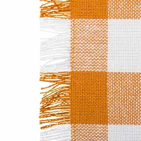 Design Imports Pumpkin Spice Heavyweight Check Fringed Table Runners