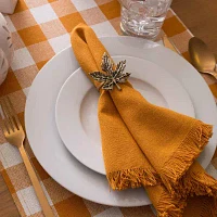 Design Imports Pumpkin Spice Heavyweight Check Fringed Table Runners