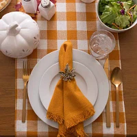 Design Imports Pumpkin Spice Heavyweight Check Fringed Table Runners