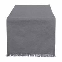 Design Imports Gray Solid Heavyweight Fringed Table Runners