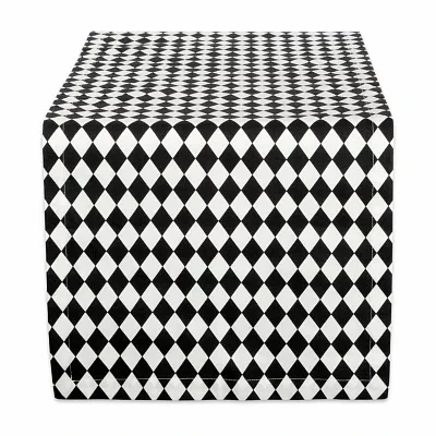 Design Imports Black And Cream Harlequin Print Table Runners