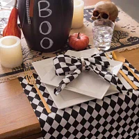 Design Imports Black And Cream Harlequin Print Table Runners