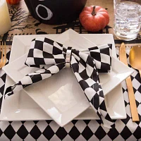 Design Imports Black And Cream Harlequin Print Table Runners