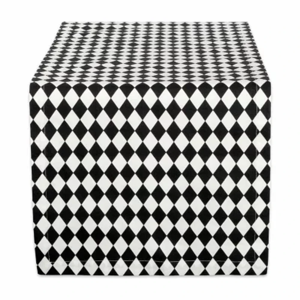 Design Imports Black And Cream Harlequin Print Table Runners