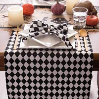 Design Imports Black And Cream Harlequin Print Table Runners