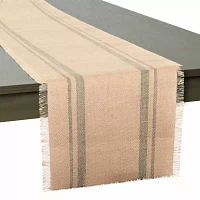 Design Imports Artichoke Double Border Burlap Table Runners