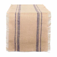 Design Imports French Blue Double Border Burlap Table Runners