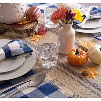 Design Imports French Blue Double Border Burlap Table Runners