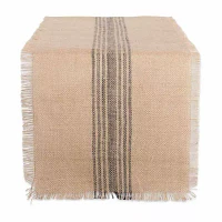 Design Imports Mineral Middle Stripe Burlap Table Runners