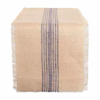 Design Imports French Blue Middle Stripe Burlap Table Runners