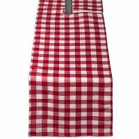 Design Imports Red Check Outdoor  With Zipper Table Runners