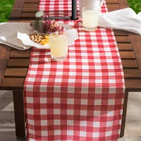 Design Imports Red Check Outdoor  With Zipper Table Runners