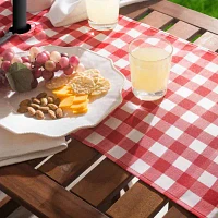 Design Imports Red Check Outdoor  With Zipper Table Runners