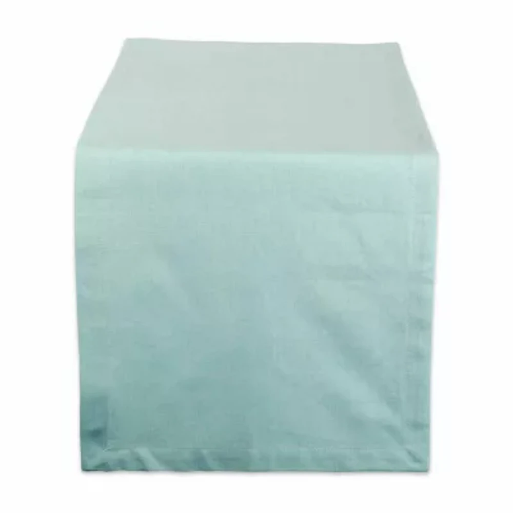 Design Imports Aqua Solid Chambray Table Runners