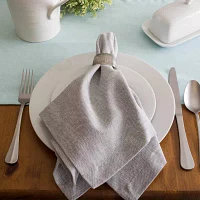 Design Imports Aqua Solid Chambray Table Runners