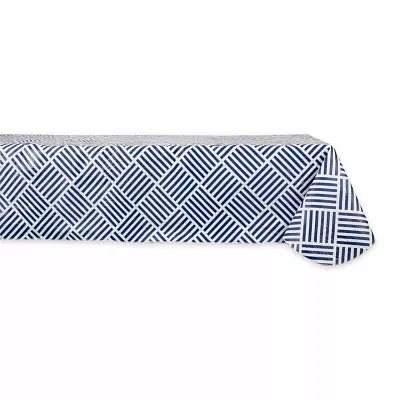 Design Imports Navy Grid Vinyl Tablecloths