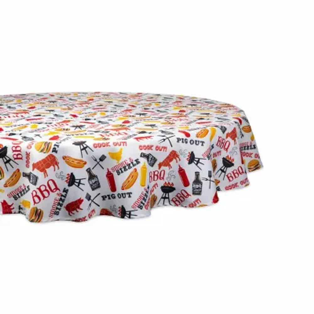 Design Imports Bbq Fun Print Outdoor  With Zipper Tablecloths