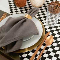 Design Imports Black And Cream Harlequin Print Table Topper Tablecloths