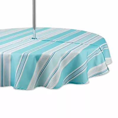 Design Imports Beach House Stripe Print Outdoor  With Zipper Tablecloths