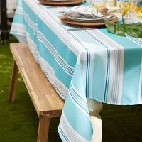 Design Imports Beach House Stripe Print Outdoor  With Zipper Tablecloths
