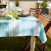 Design Imports Beach House Stripe Print Outdoor  With Zipper Tablecloths