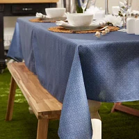 Design Imports French Blue Tonal Lattice Print Outdoor With Zipper Tablecloths